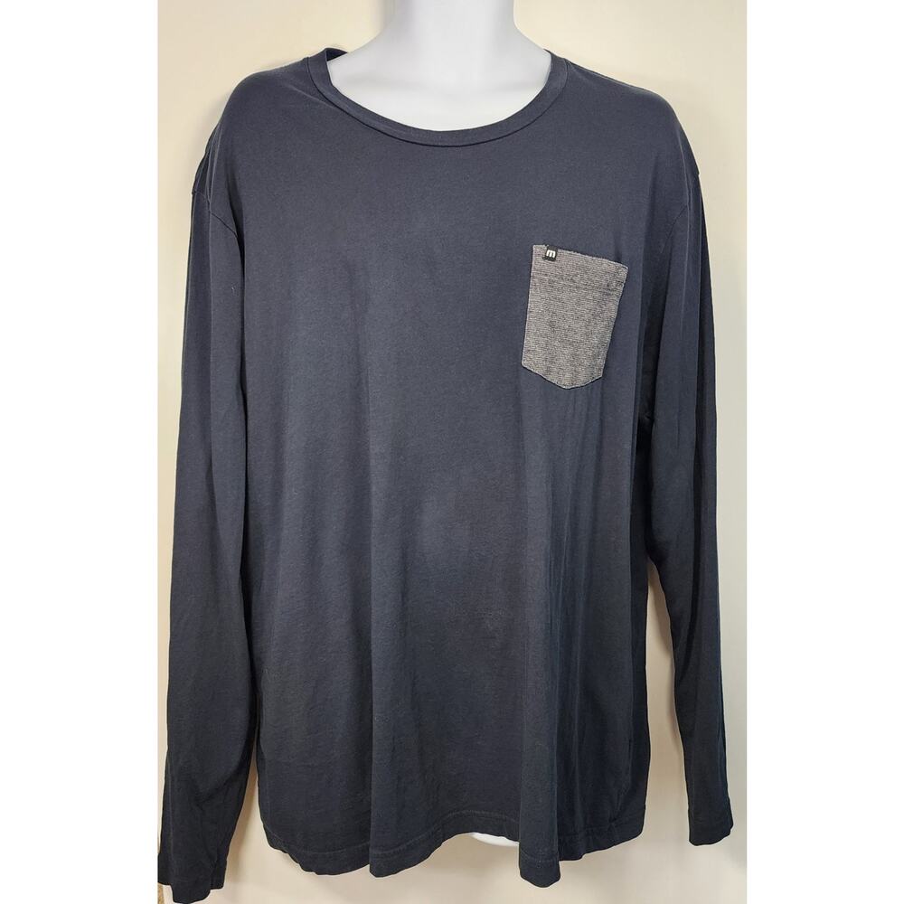 TravisMathew Long Sleeve Pocketβ T-Shirt Men's XXL Gray Pima Cotton